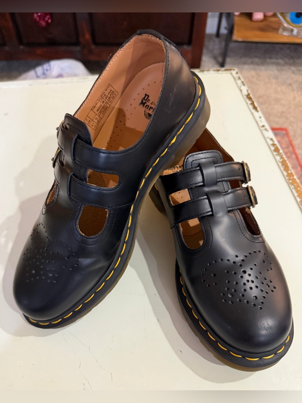 Dr. Martens Black Leather Double Buckle T-Bar Mary Jane Shoes Women’s 9 UK 7